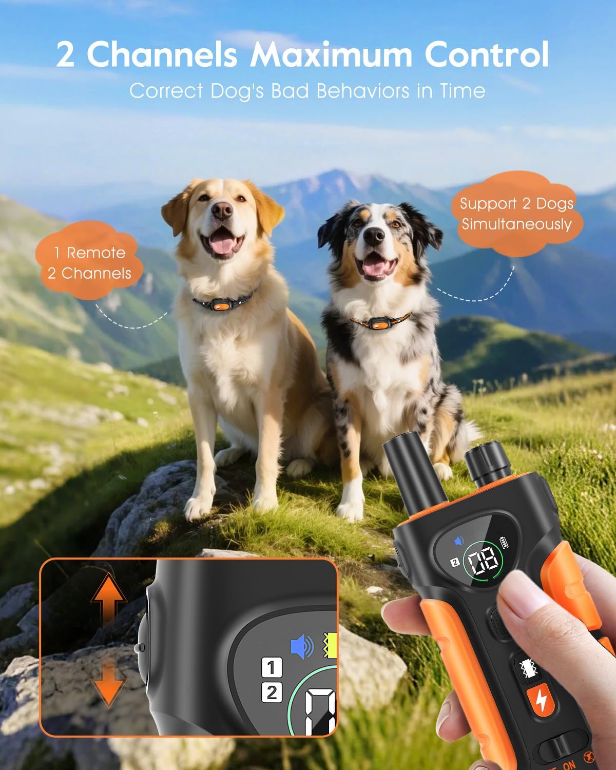 SLOPEHILL Collar de descarga para perros, collar de entrenamiento p...