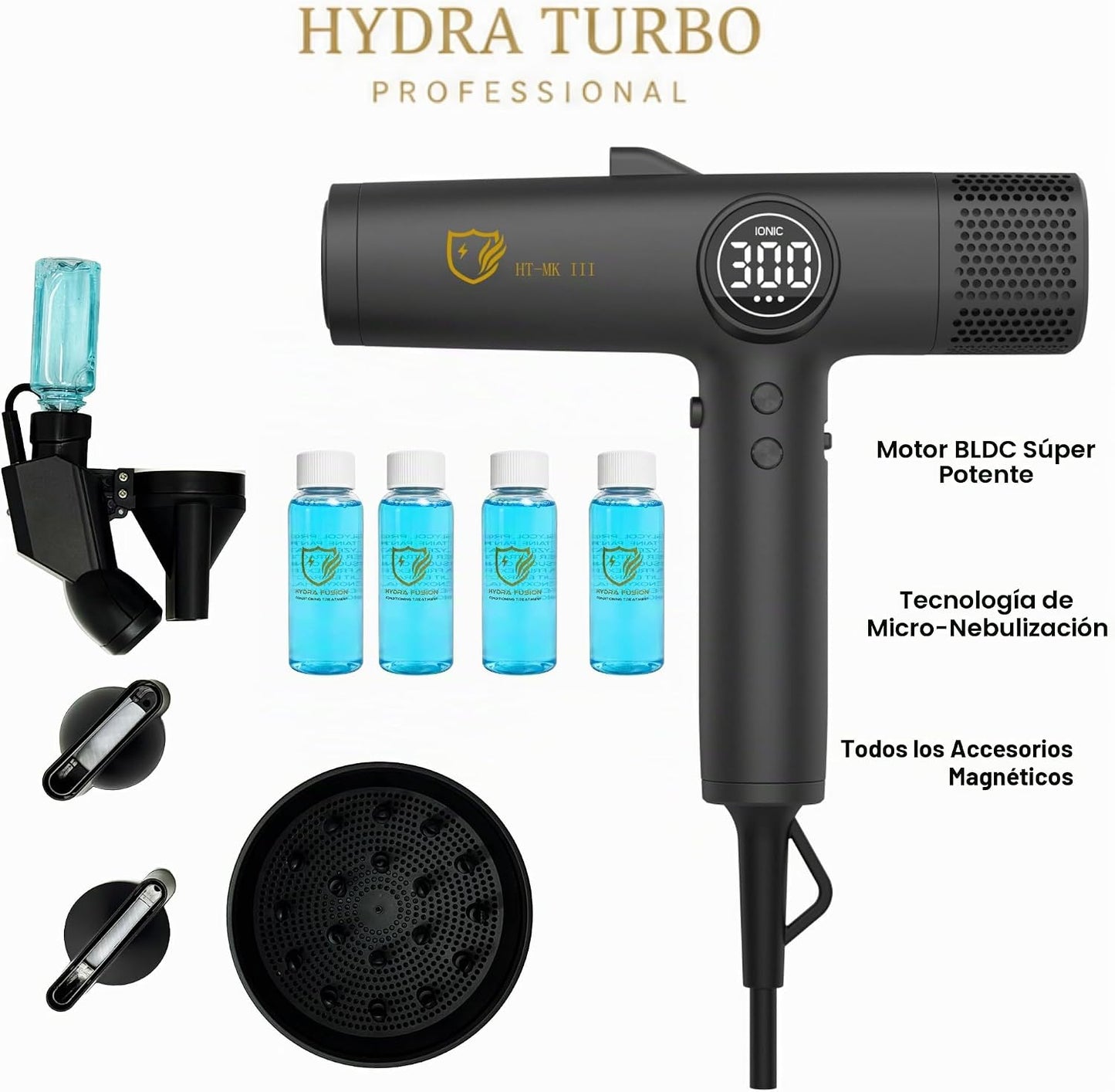 Hydra Turbo Mark 3 (negro mate) secador de pelo iónico profesional,...