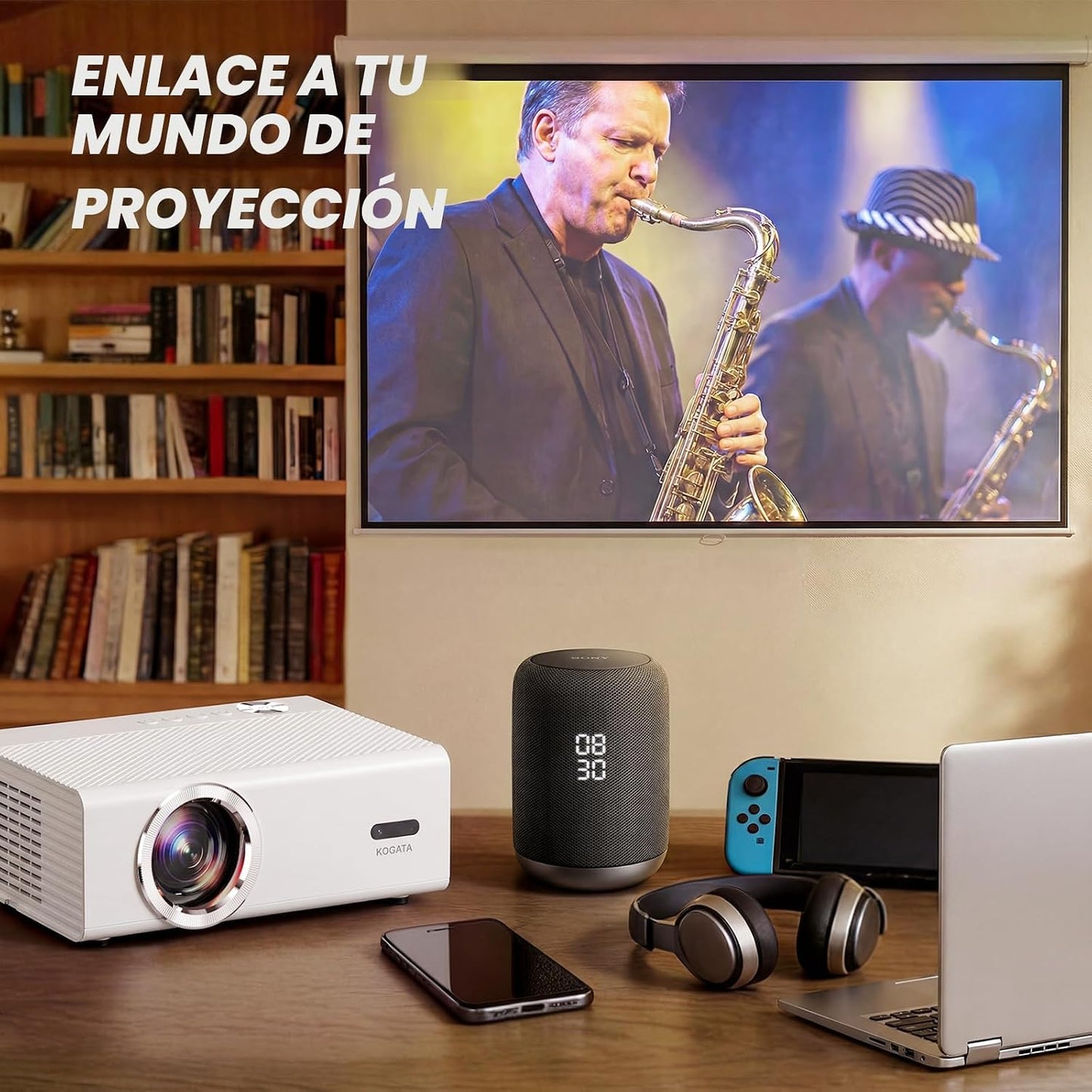 Proyector inteligente con WiFi y Bluetooth, proyector 4K con aplica...