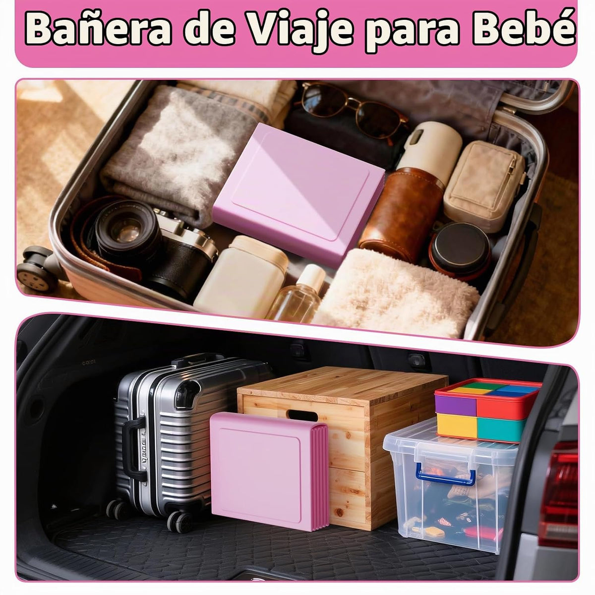 Bañera plegable para bebé, bañera para niños pequeños con tapón de...