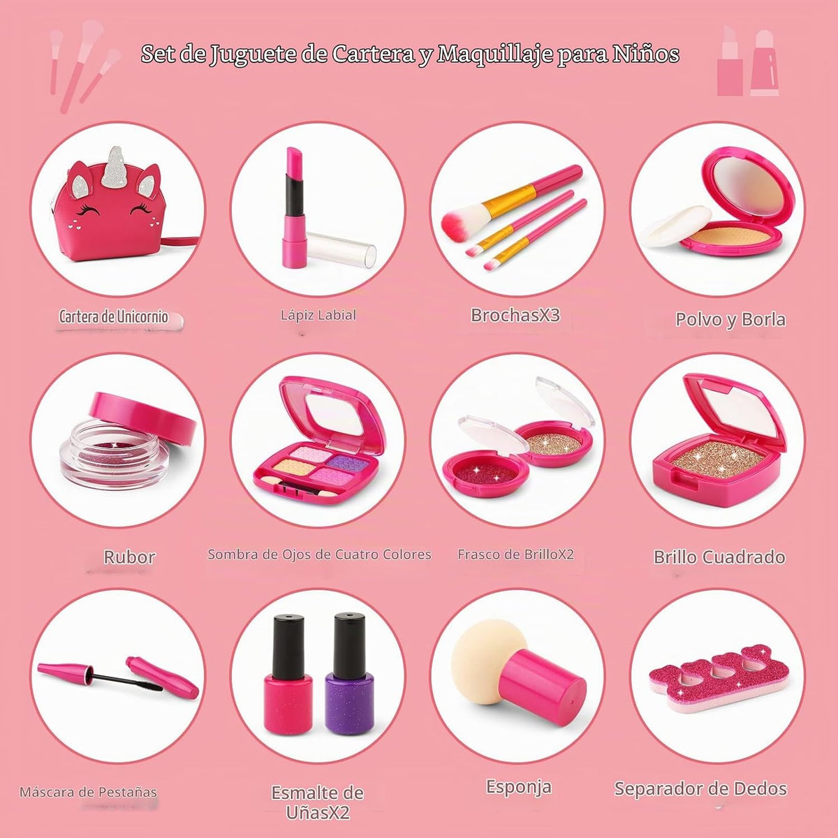 Kit de maquillaje de simulación para niñas, juego de maquillaje par...