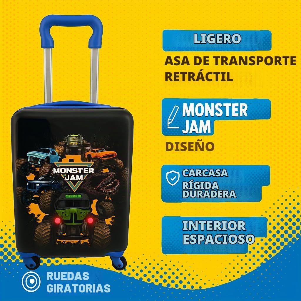 Fast Forward Monster Jam - Maleta rígida de 20 pulgadas, bonita y d...
