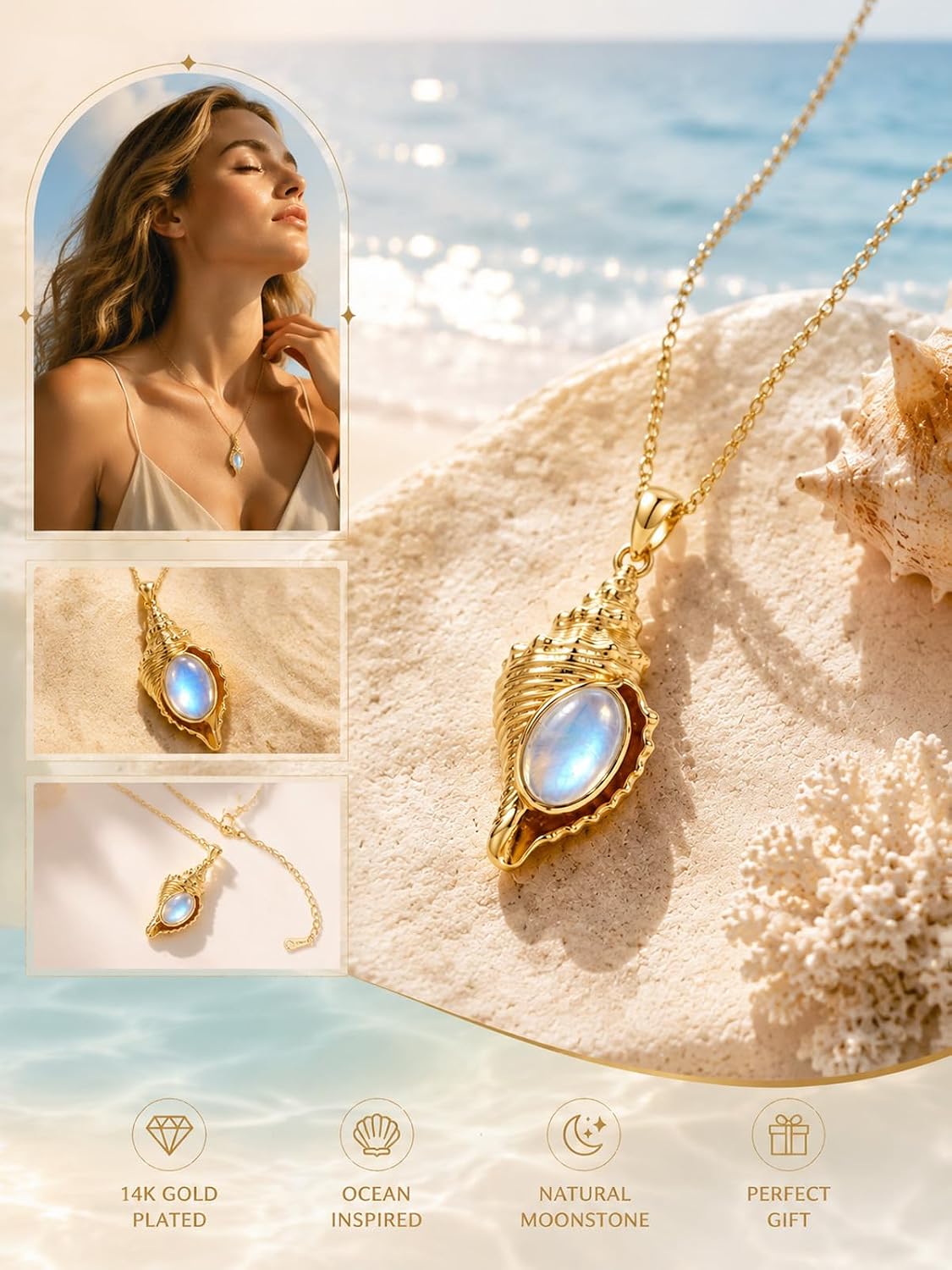 Teetyyt Collar oceánico para mujer, colgante de playa de verano de...