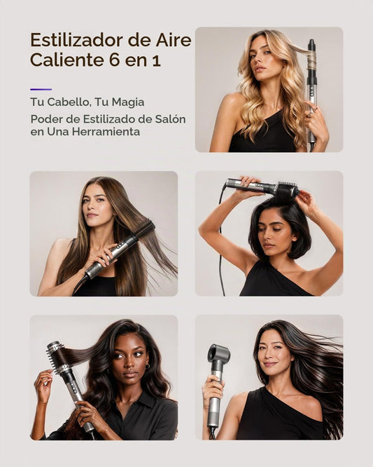 7MAGIC 6 en 1 Multi Hair Styler &amp; Cepillo Secador de Pelo de Al...