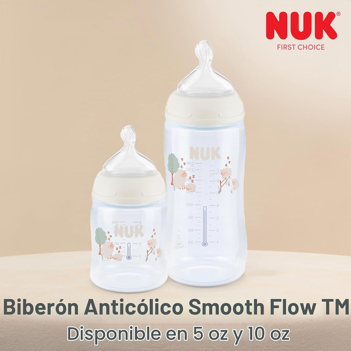 NUK First Choice Smooth Flow - Botella anticólicos, melocotón, 5 on...