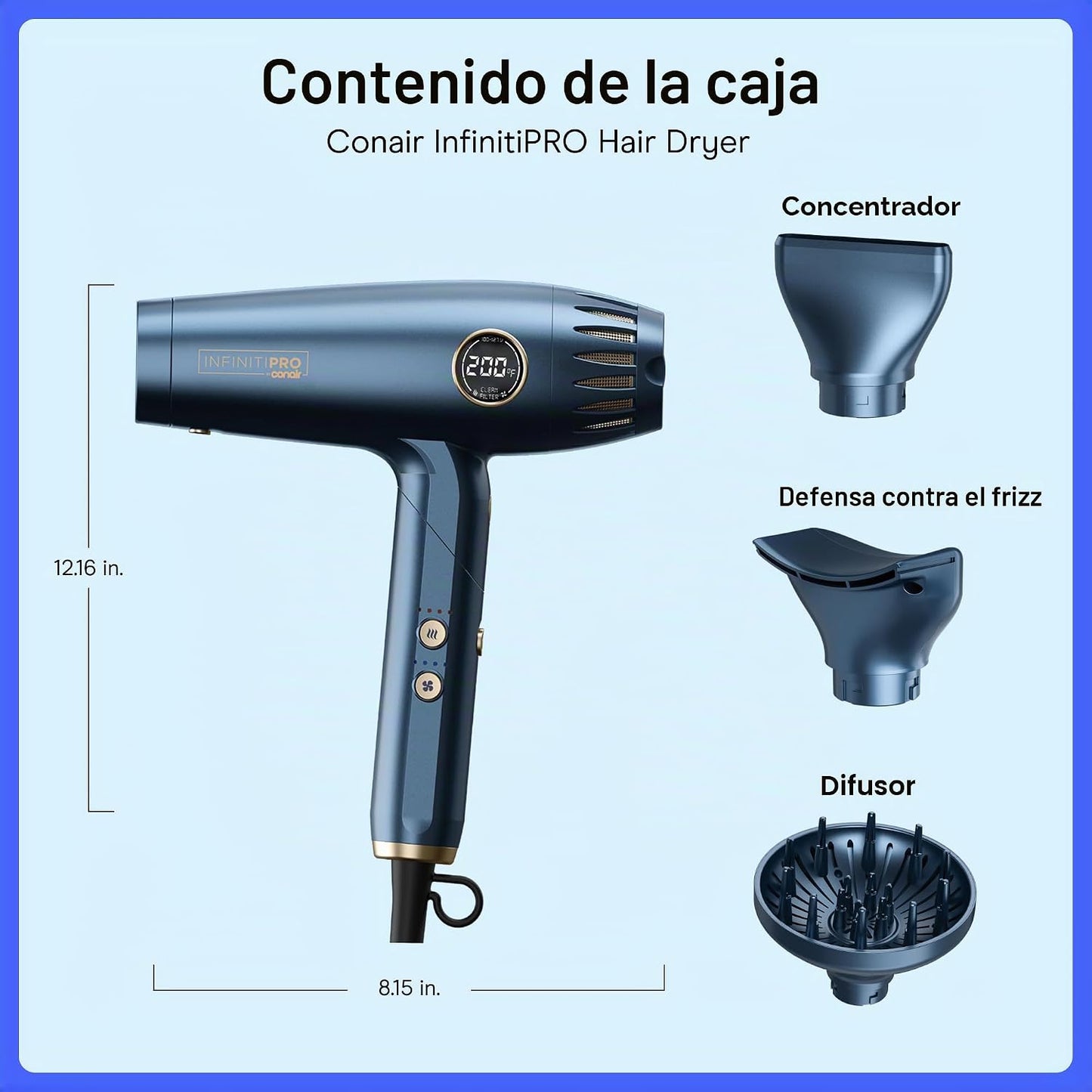 Secador de pelo y peinador múltiple Conair, 1875 W, accesorios de a...