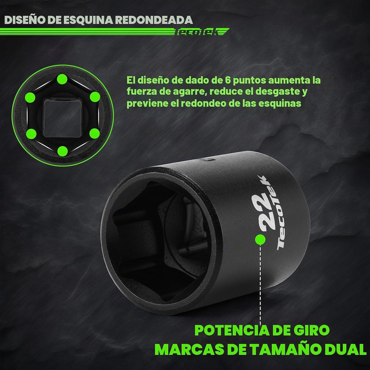TecoTek 30 piezas de juego de dados de impacto superficial métrico...