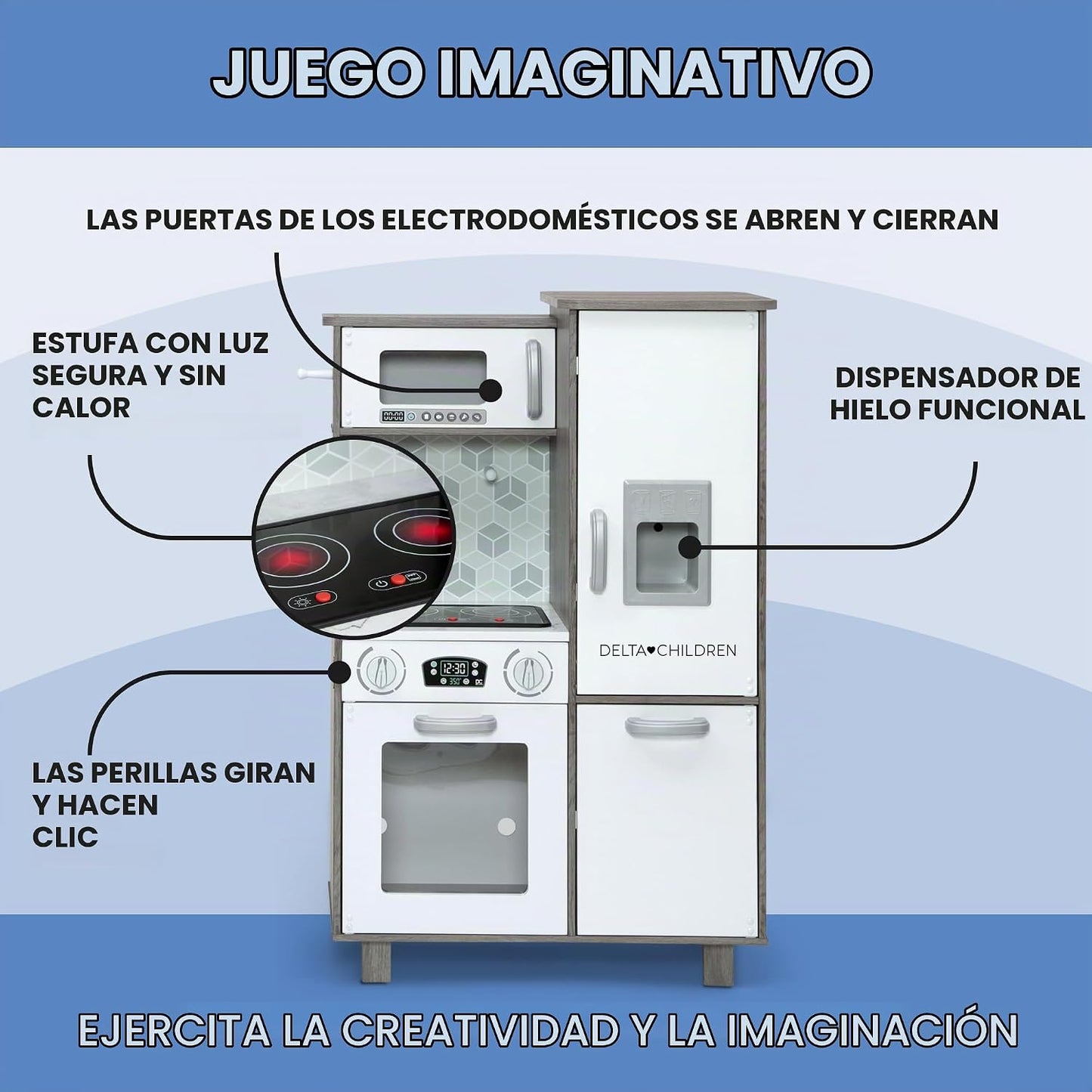 Delta Children - Cocina de juguete de esquina todo en uno Gourmet -...