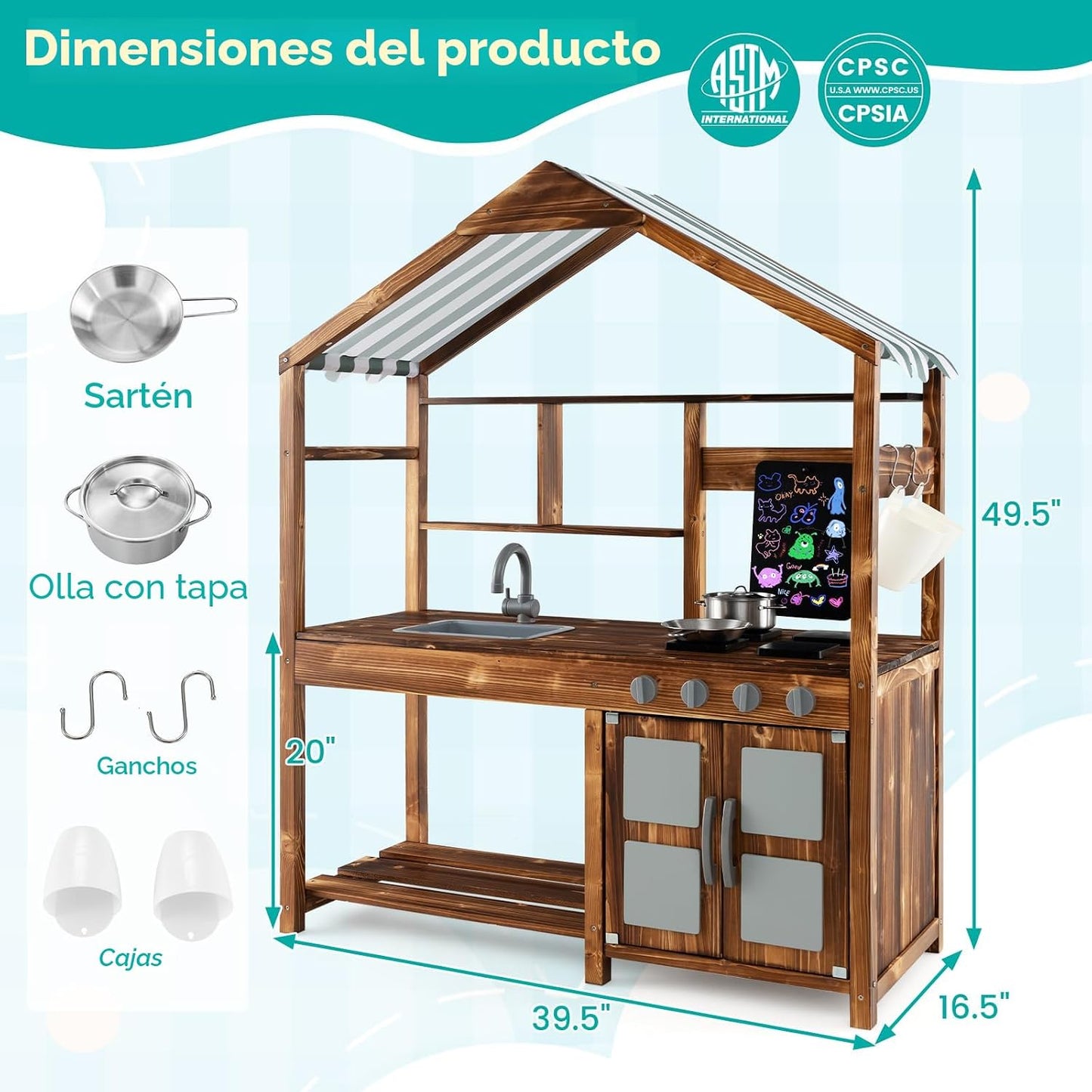 Costzon Cocina de Barro para Niños al Aire Libre, Cocina de Juego d...