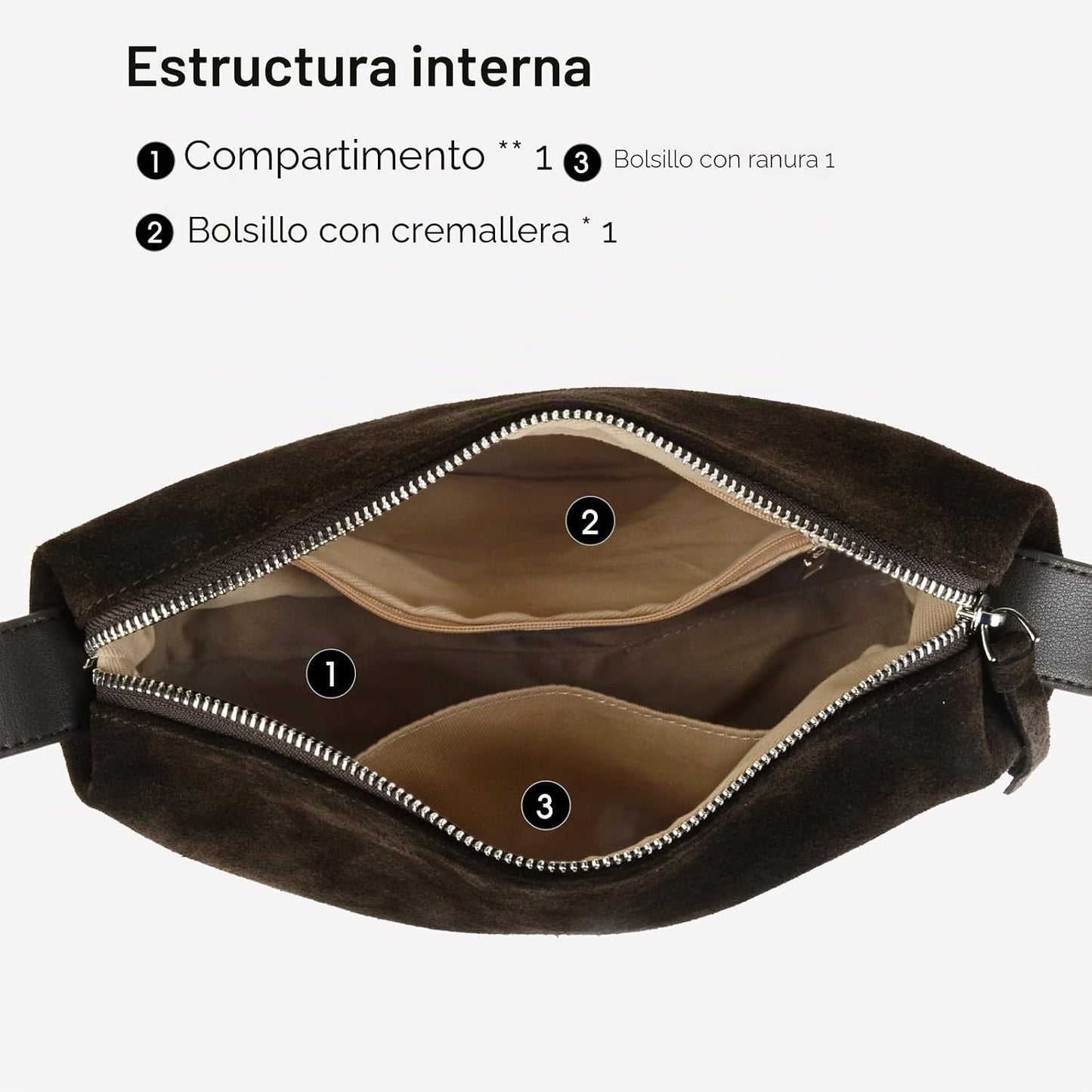 DONNAIN Bolsos cruzados de piel de ante premium para mujer y bolso...