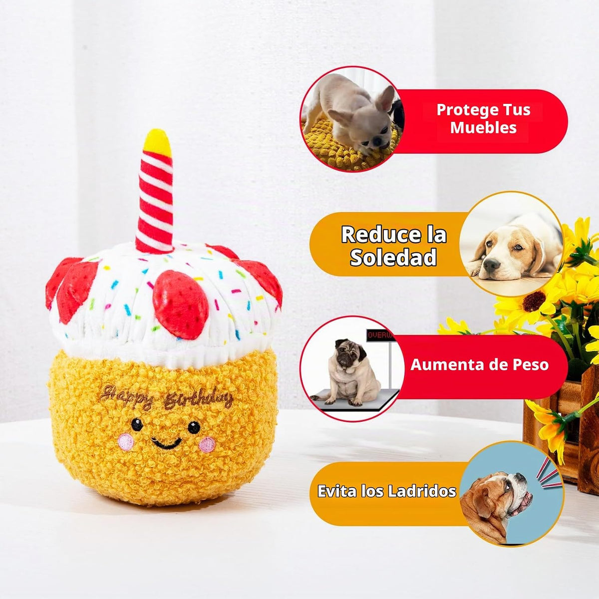 DODODOLA Juguetes de peluche duraderos para perros con papel arruga...