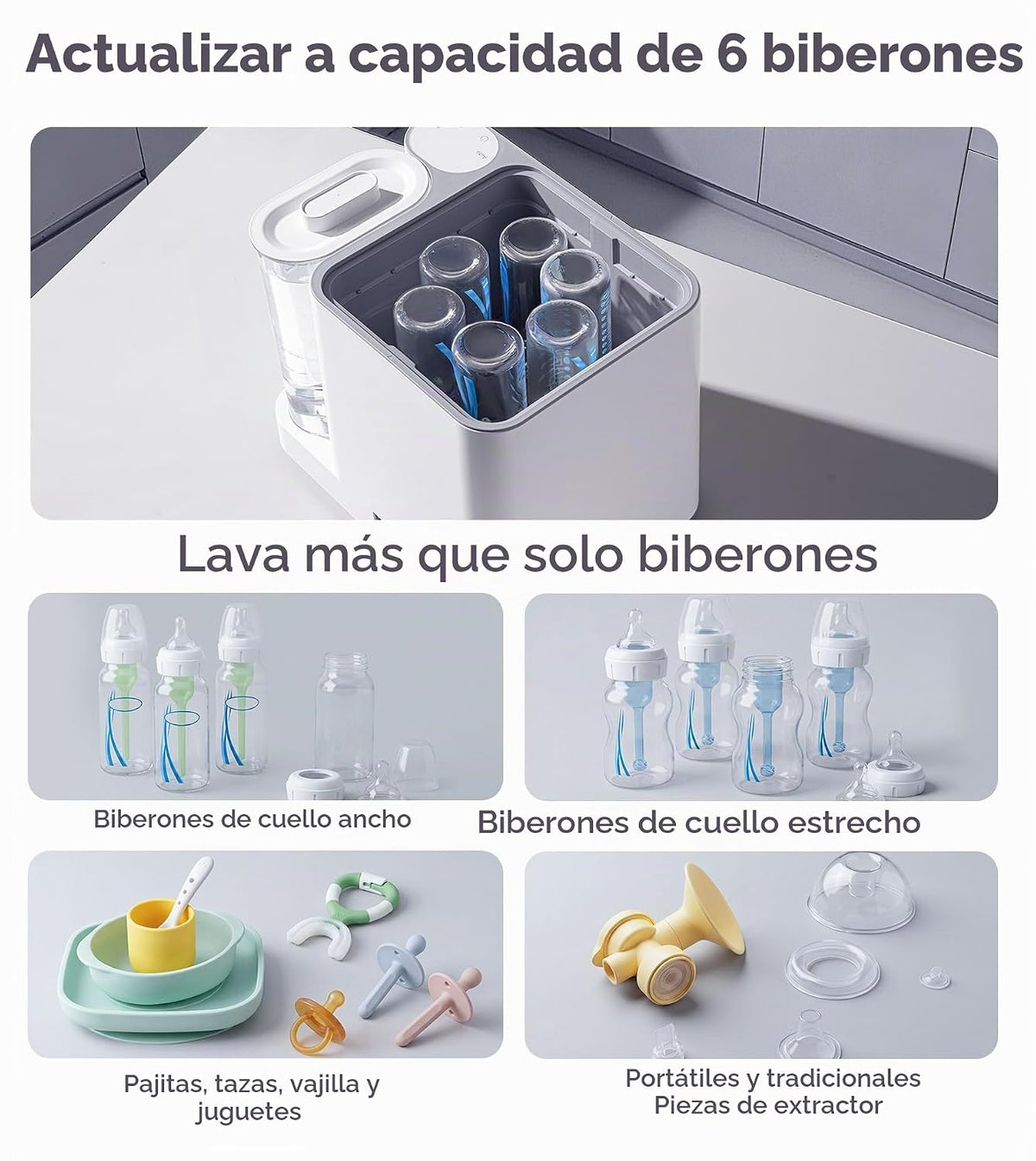NCVI Lavadora grande de biberones, esterilizador y secadora, capaci...