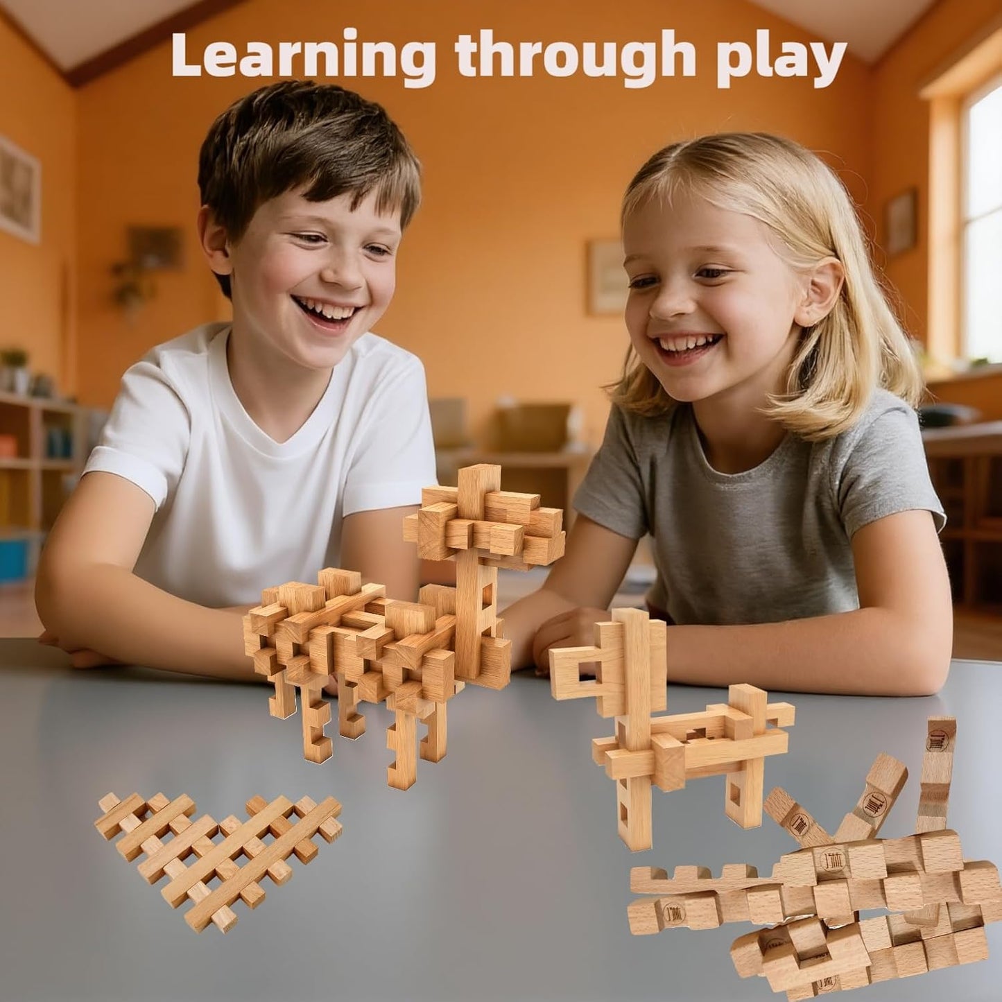 Bloques de construcción de madera STEM Toy Camel \u2013 Más de 15 f...