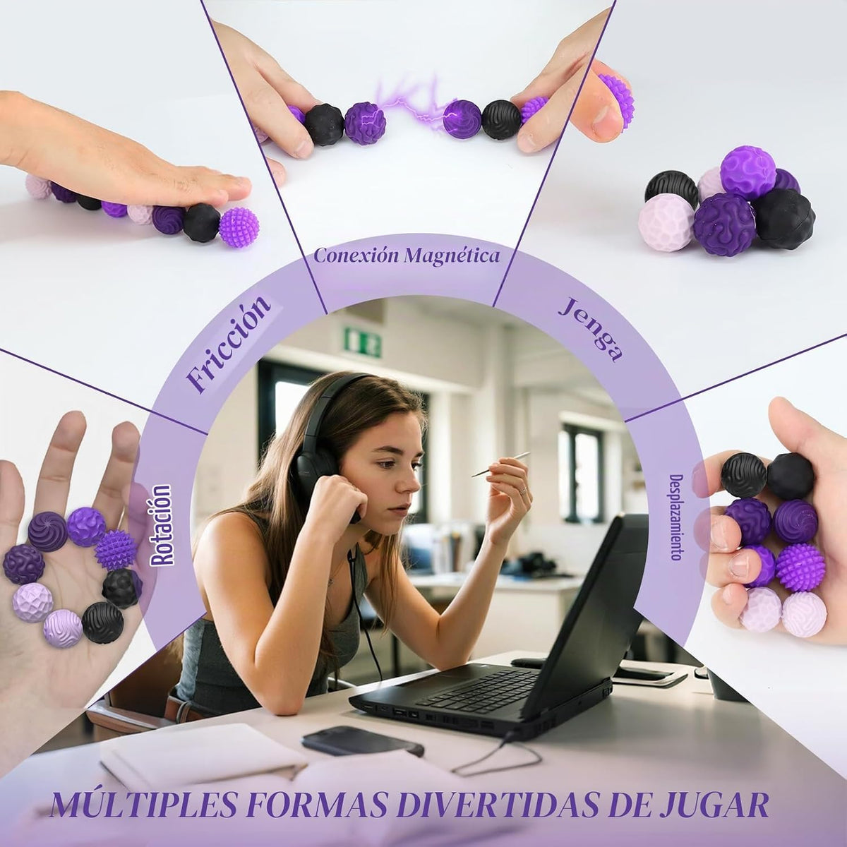 Bolas Magnéticas de Silicona, Juguetes para Personas Inquietas para...