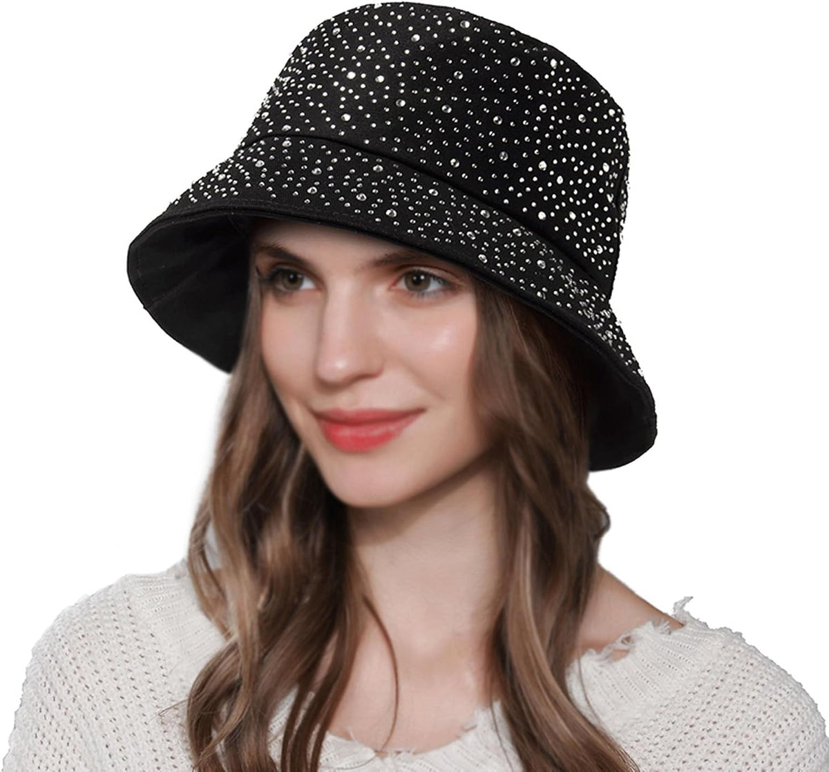 BOLLEY JOSS Sombrero de cubo brillante para mujer, sombrero de sol...