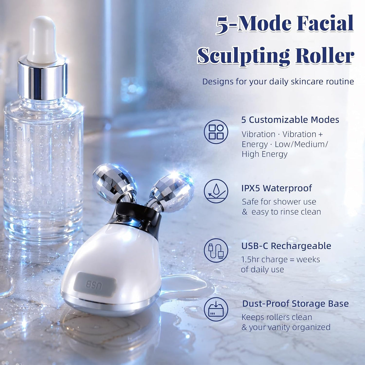 Masajeador facial eléctrico, herramienta de masaje para esculpir ro...