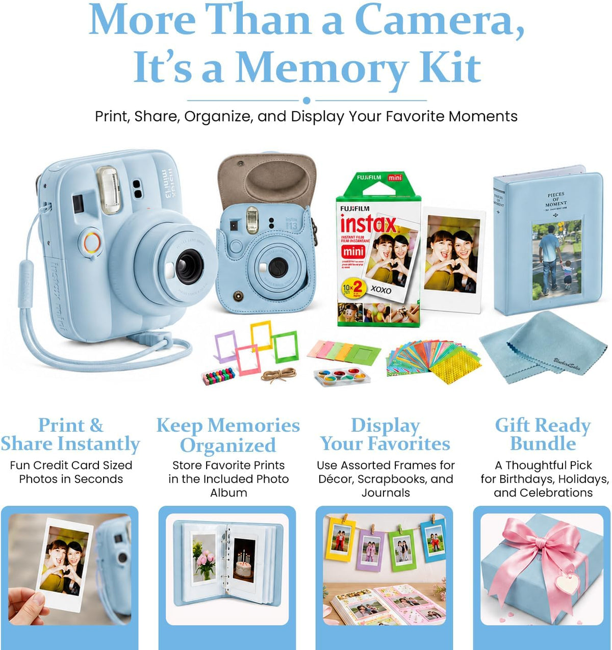 FUJIFILM Instax Mini 13 - Paquete de cámara instantánea blanca arci...