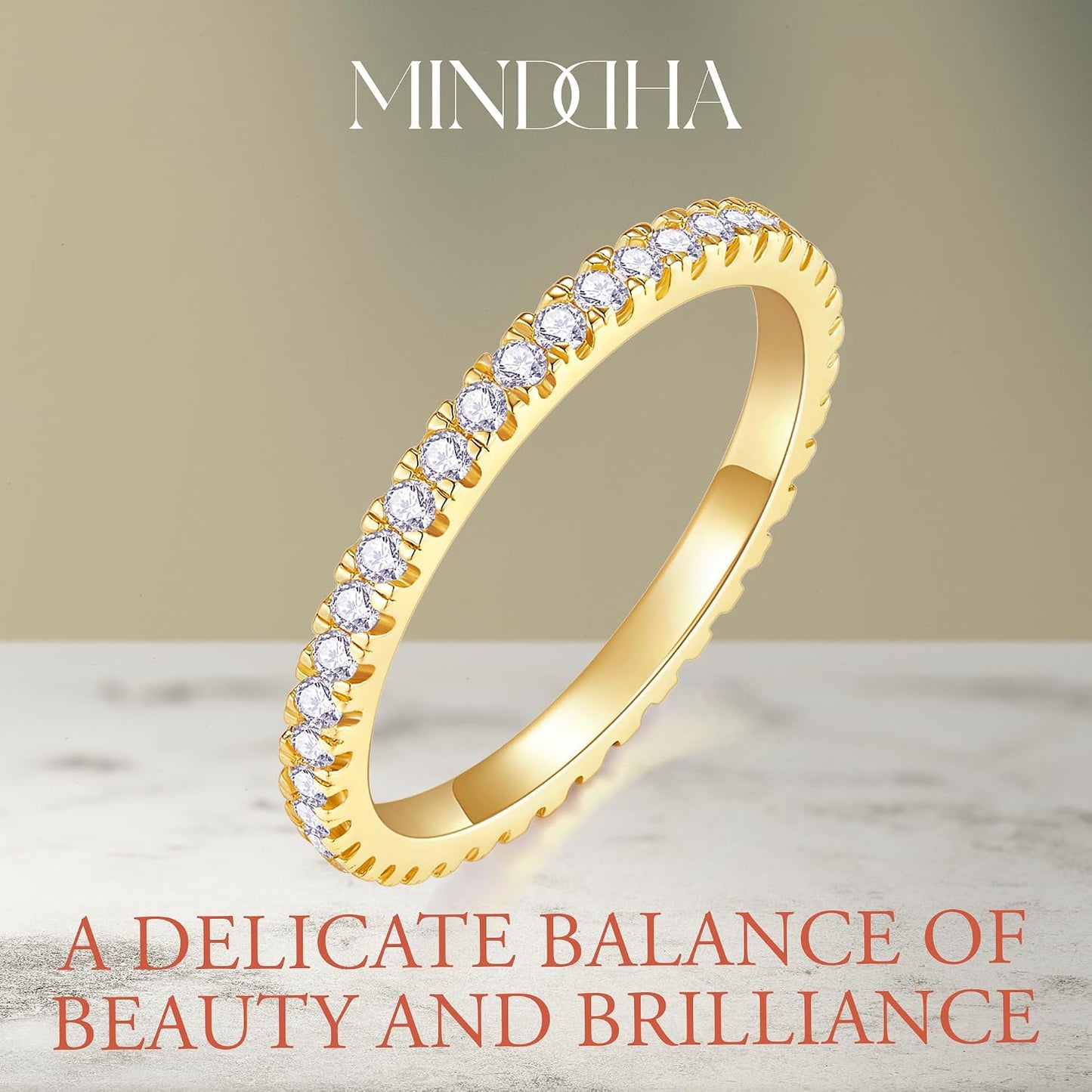 MINDDHA Chapado en oro de 14 quilates - Anillos de eternidad apilab...