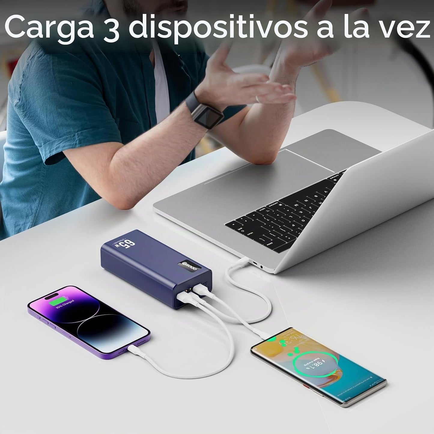 PSOOO Cargador portátil de 27000 mAh 65 W PD de carga rápida, bater...