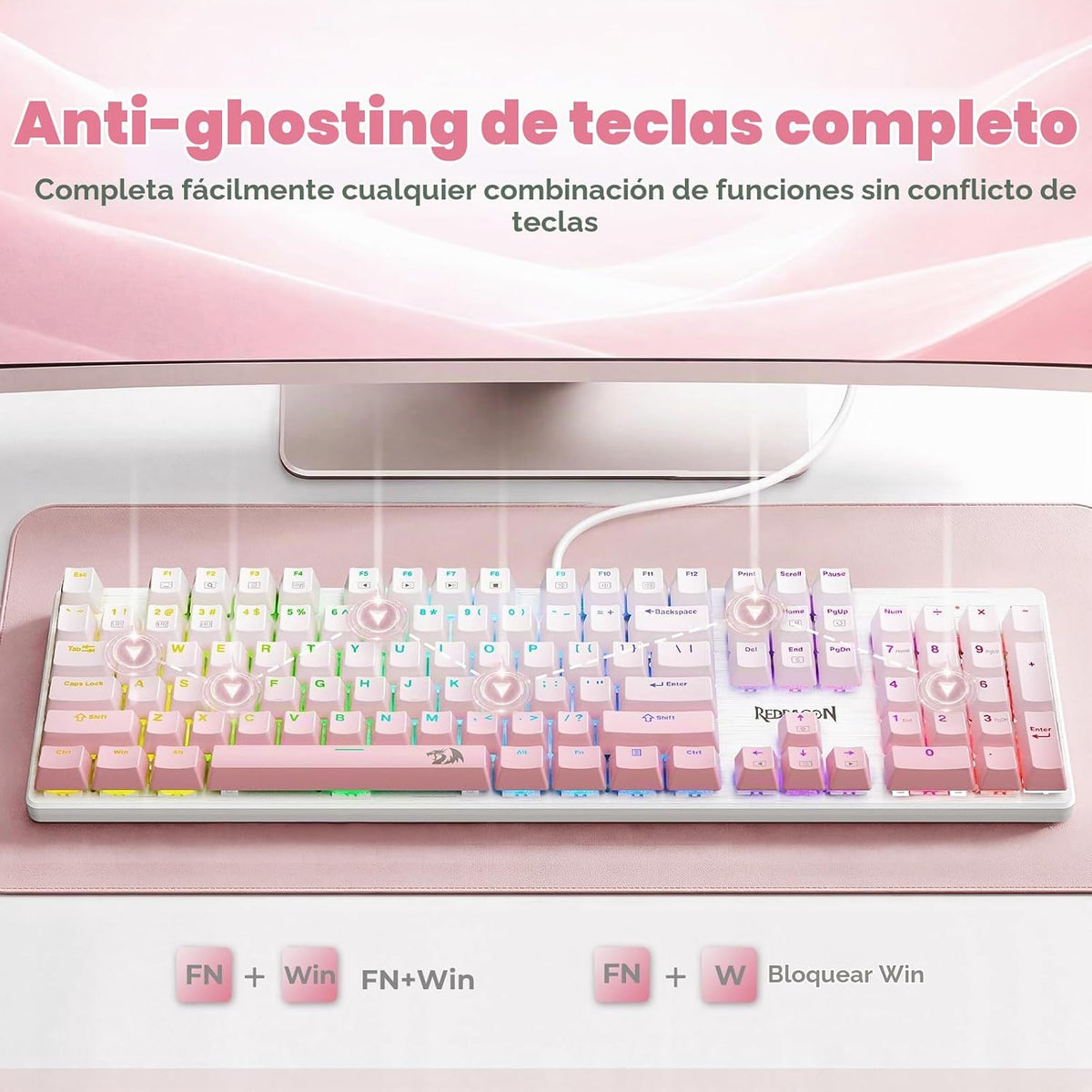 Redragon Teclado mecánico con cable K671GP | Teclado LED, 11 modos...