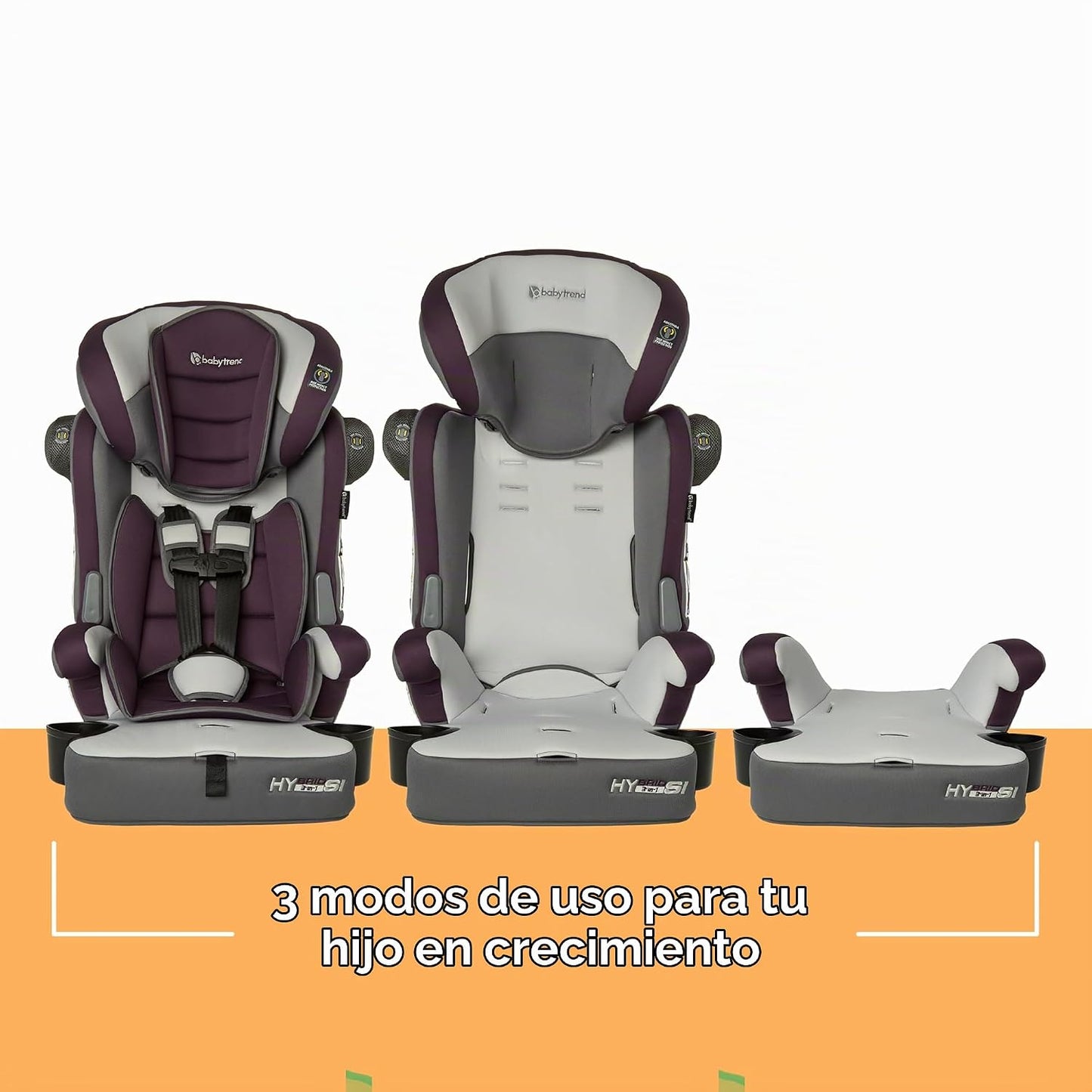 Baby Trend Hybrid SI - Asiento elevador combinado 3 en 1 con protec...