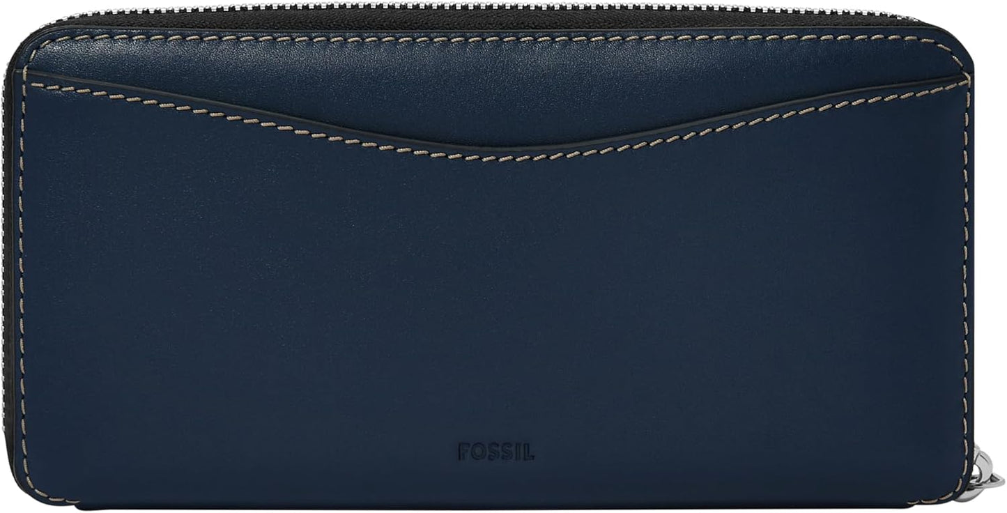 Fossil Lennox - Cartera de piel con cremallera alrededor para mujer...