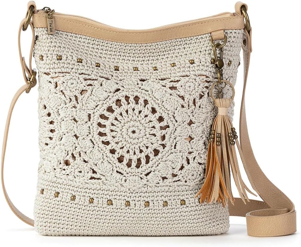 The Sak Lucia - Bolso cruzado de ganchillo, bolso convertible con c...