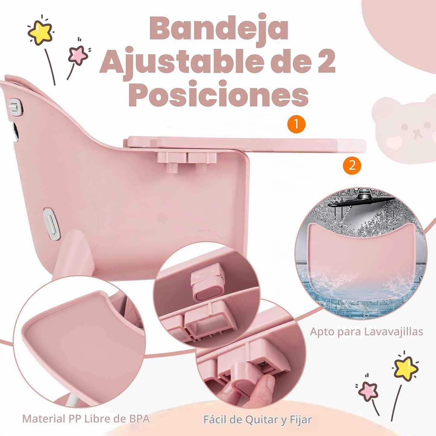 HONEY JOY Silla alta 5 en 1 convertible, silla alta para bebés y ni...