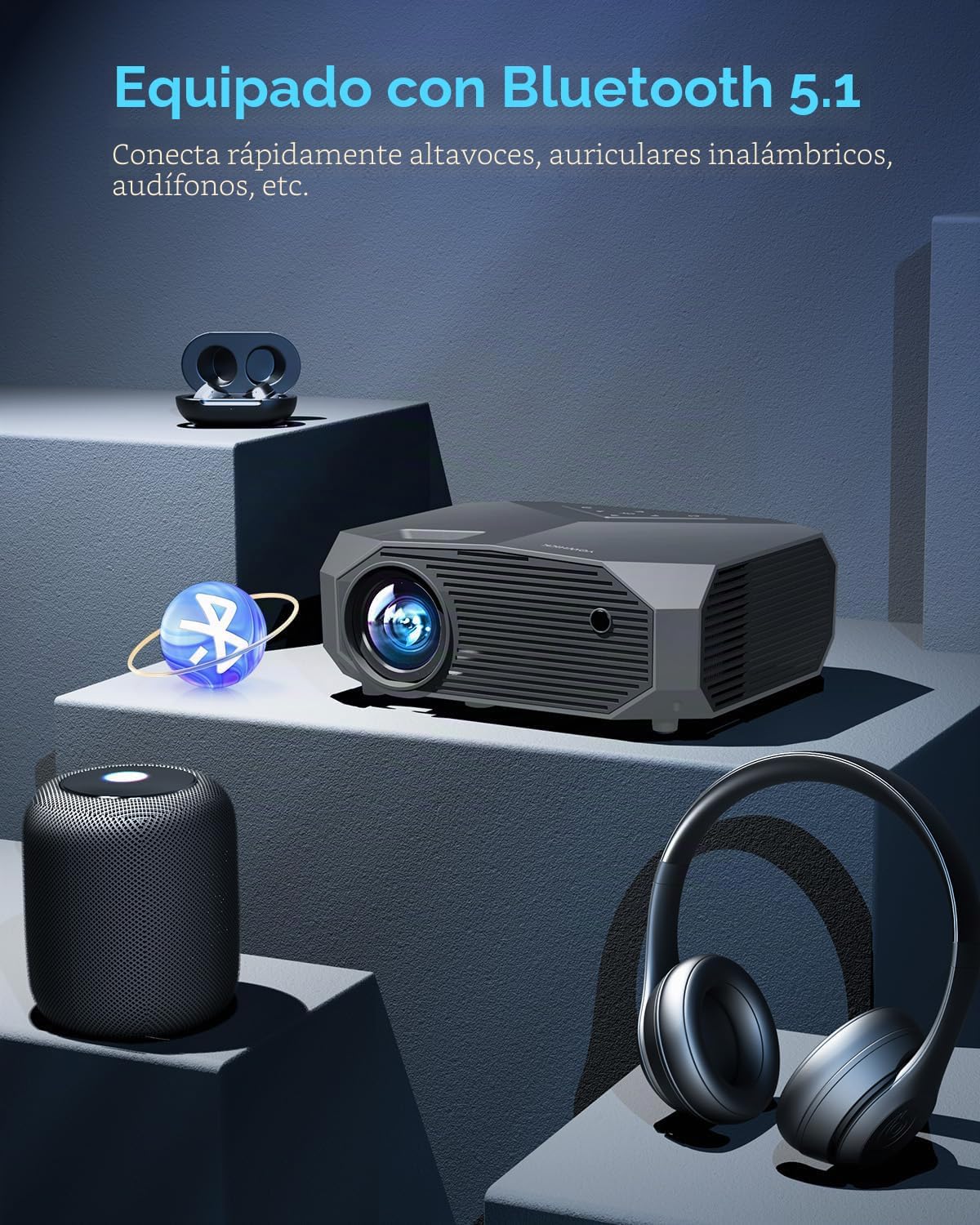 Proyector con WiFi y Bluetooth, proyector de película portátil para...