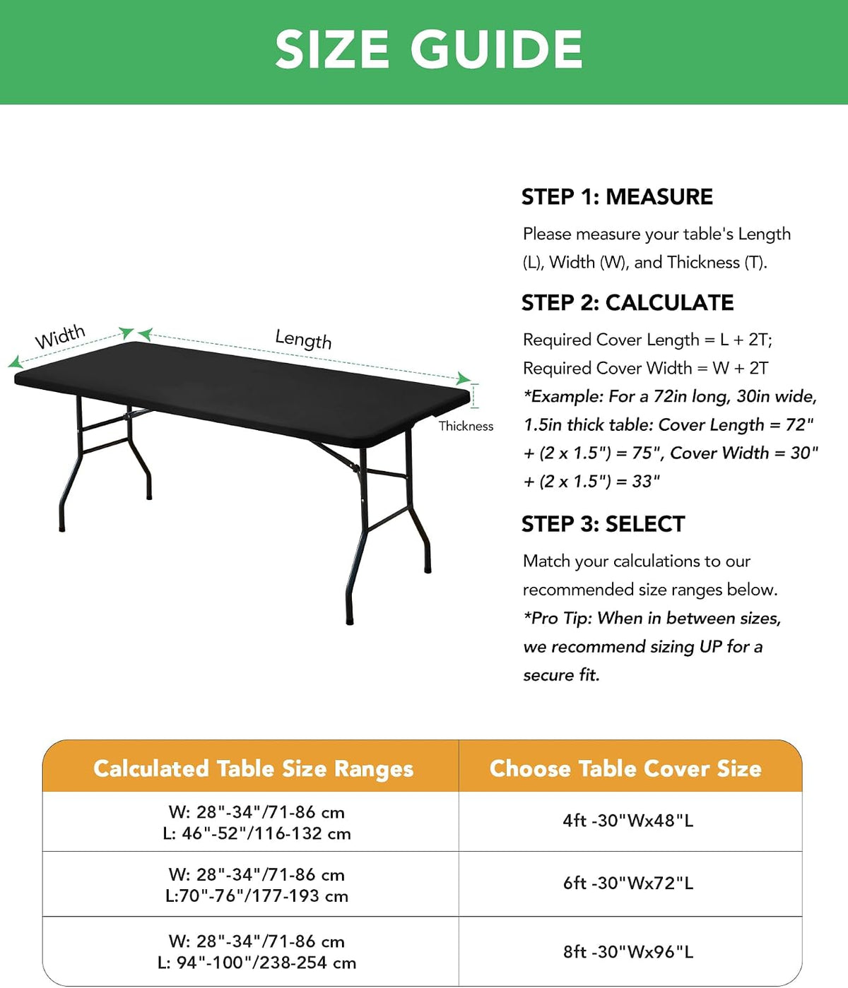 Mantel rectangular ajustable con elástico, 6 pies, negro, paquete d...