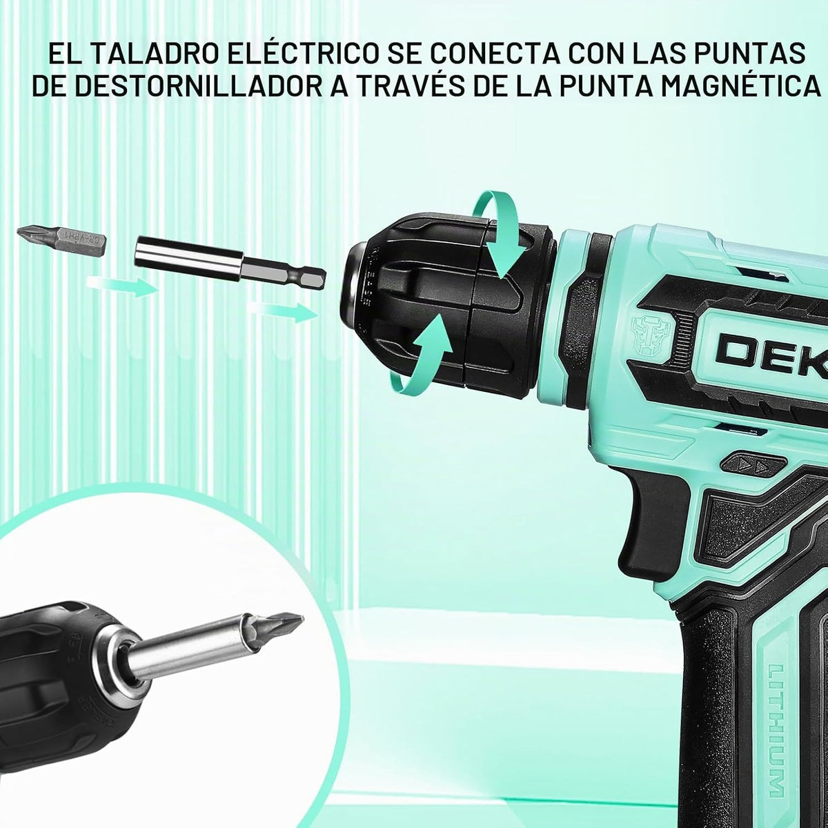 Taladro inalámbrico: DEKOPRO - Juego de taladro eléctrico de 12 V,...
