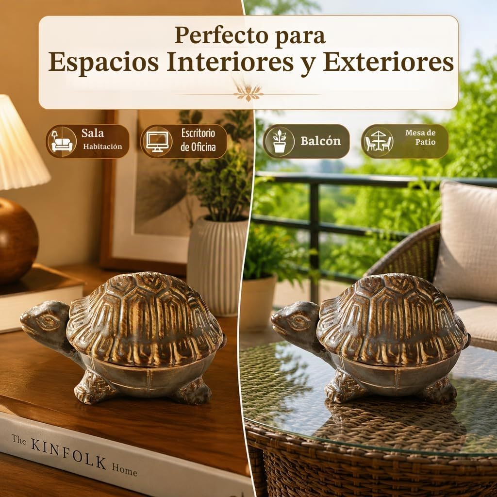 Cenicero de cerámica en forma de tortuga con tapa, diseño resistent...