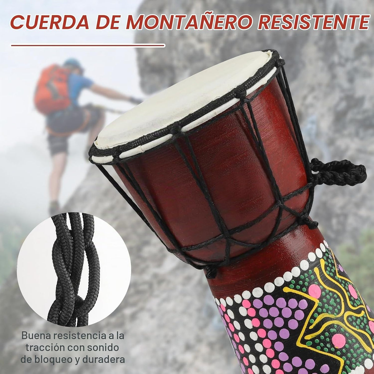 GOGHOST Mini tambor de madera Djembe tambores africanos 4.5 '&#...