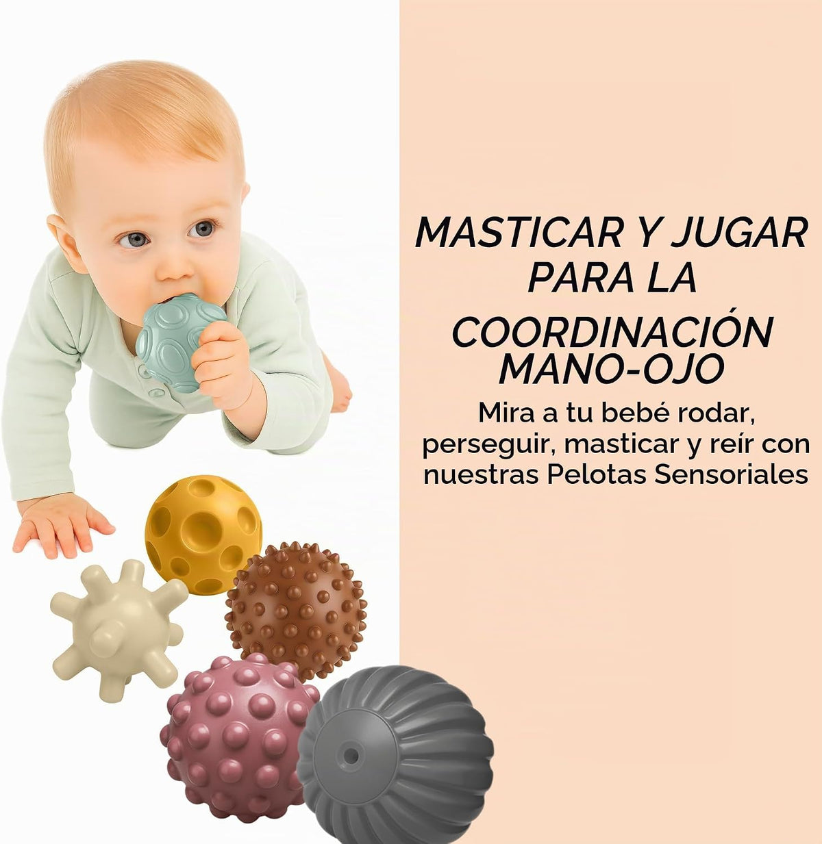 6 bolas de agarre de colores surtidos, juguetes sensoriales con tex...