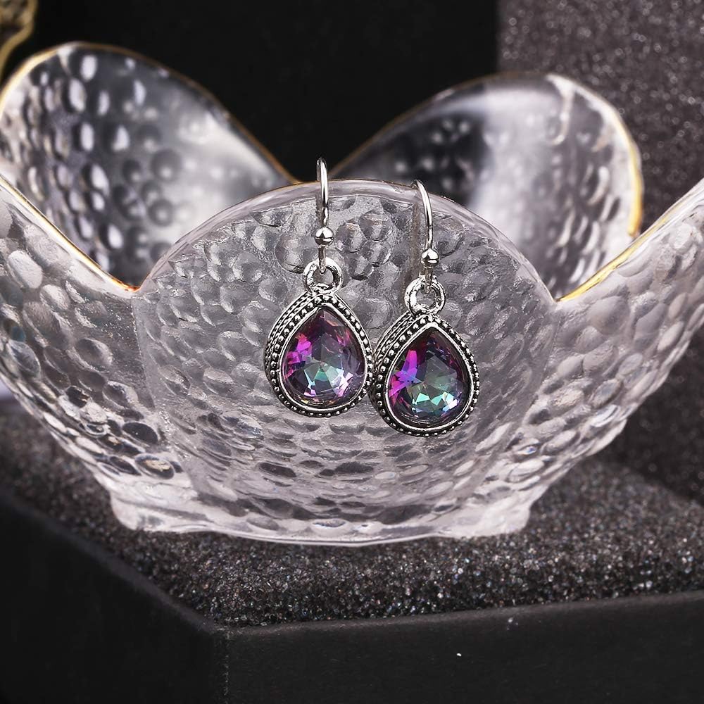 12 Pares de Aretes Colgantes de Cristal Drusa en Forma de Lágrima p...