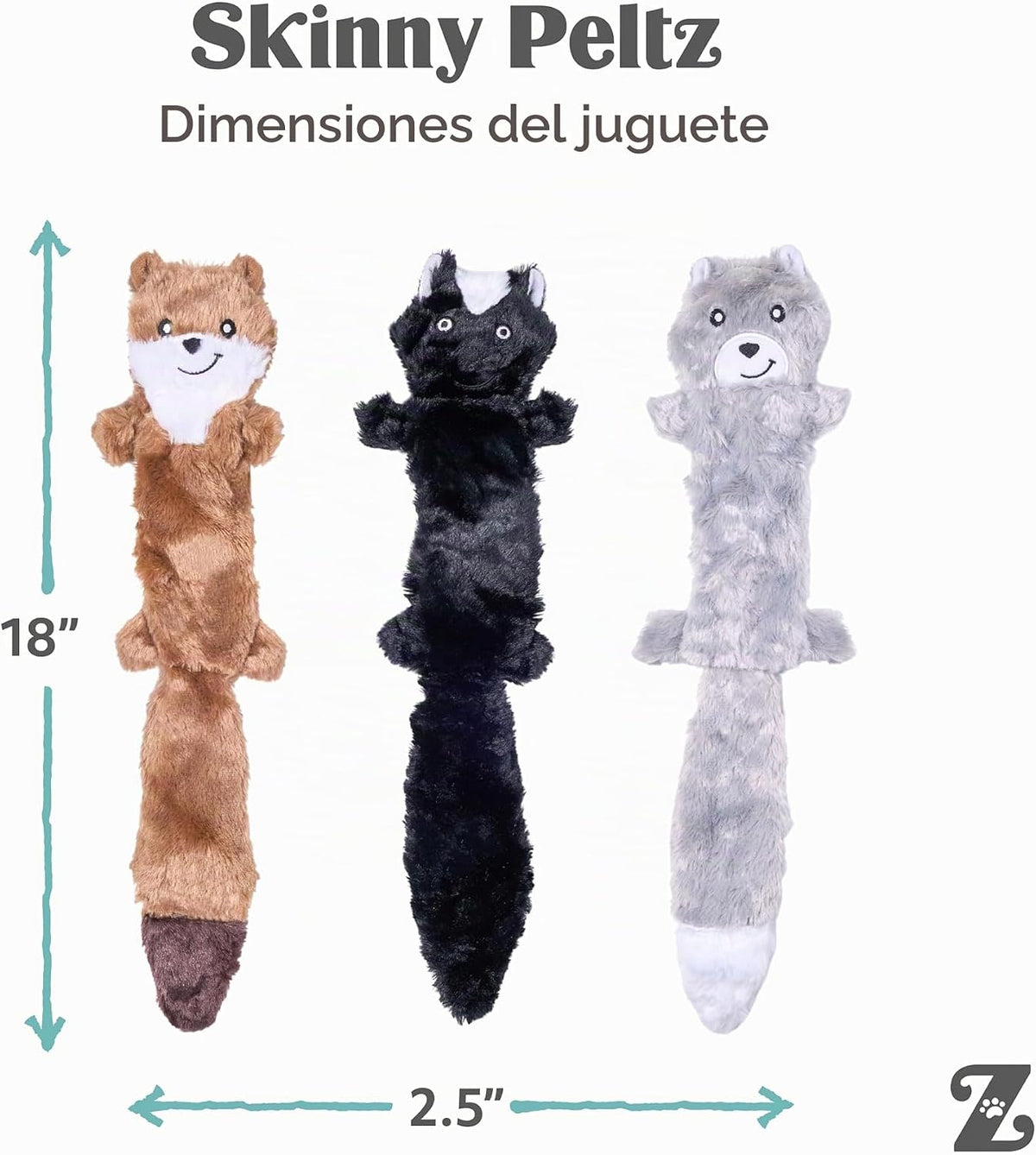 ZippyPaws Skinny Peltz - Paquete de juguetes para perros sin rellen...