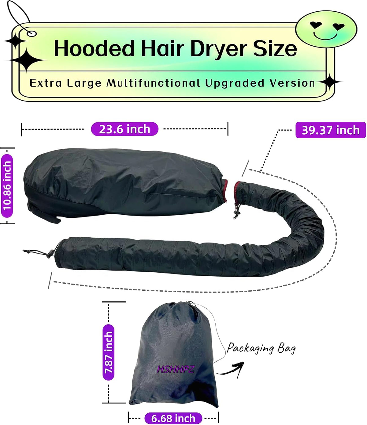 Secador de pelo con capucha para cabello rizado, gorra grande ajust...