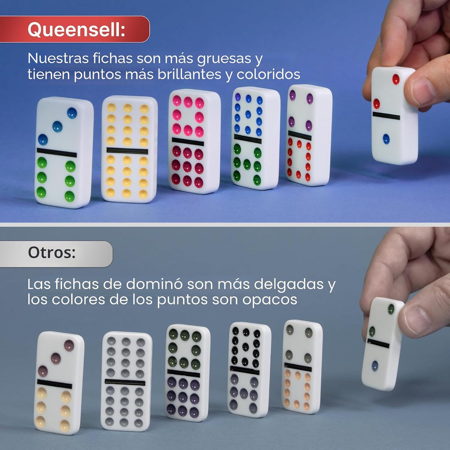 Queensell Juego de dominó de tren mexicano con azulejos gigantes, j...