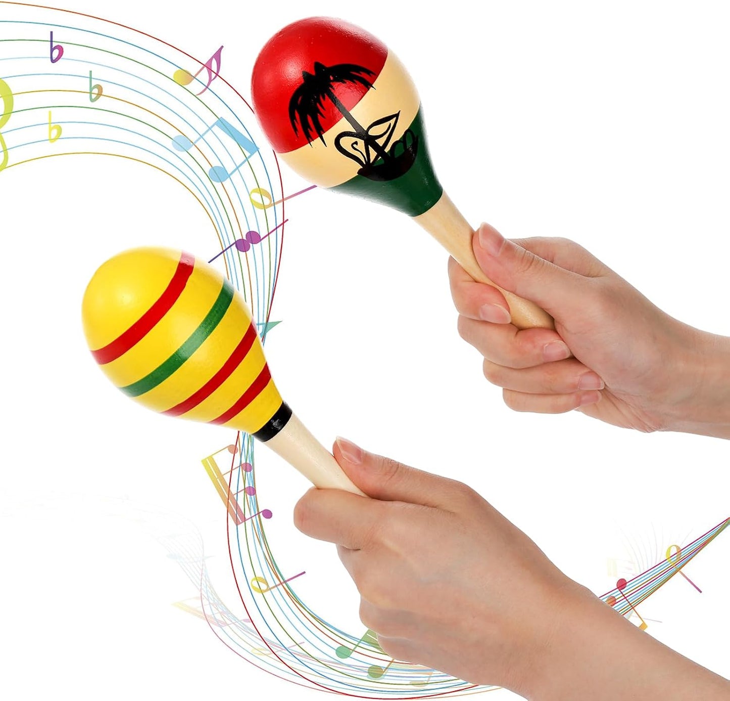 Hedume Paquete de 12 maracas de madera para festivales, 8 pulgadas,...