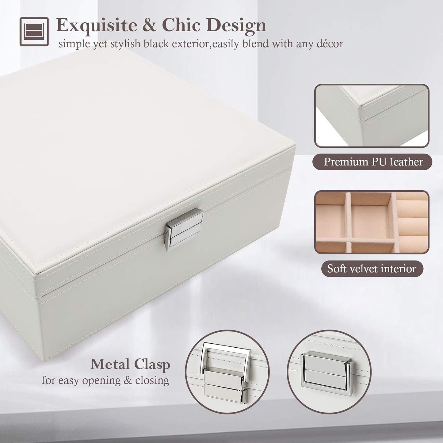 ProCase Caja de Joyas para Mujeres, 2 Capas Organizador de Joyas de...