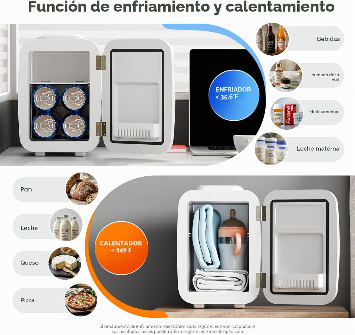 Mini refrigerador para dormitorio, 4 litros\/6 latas, mini refriger...