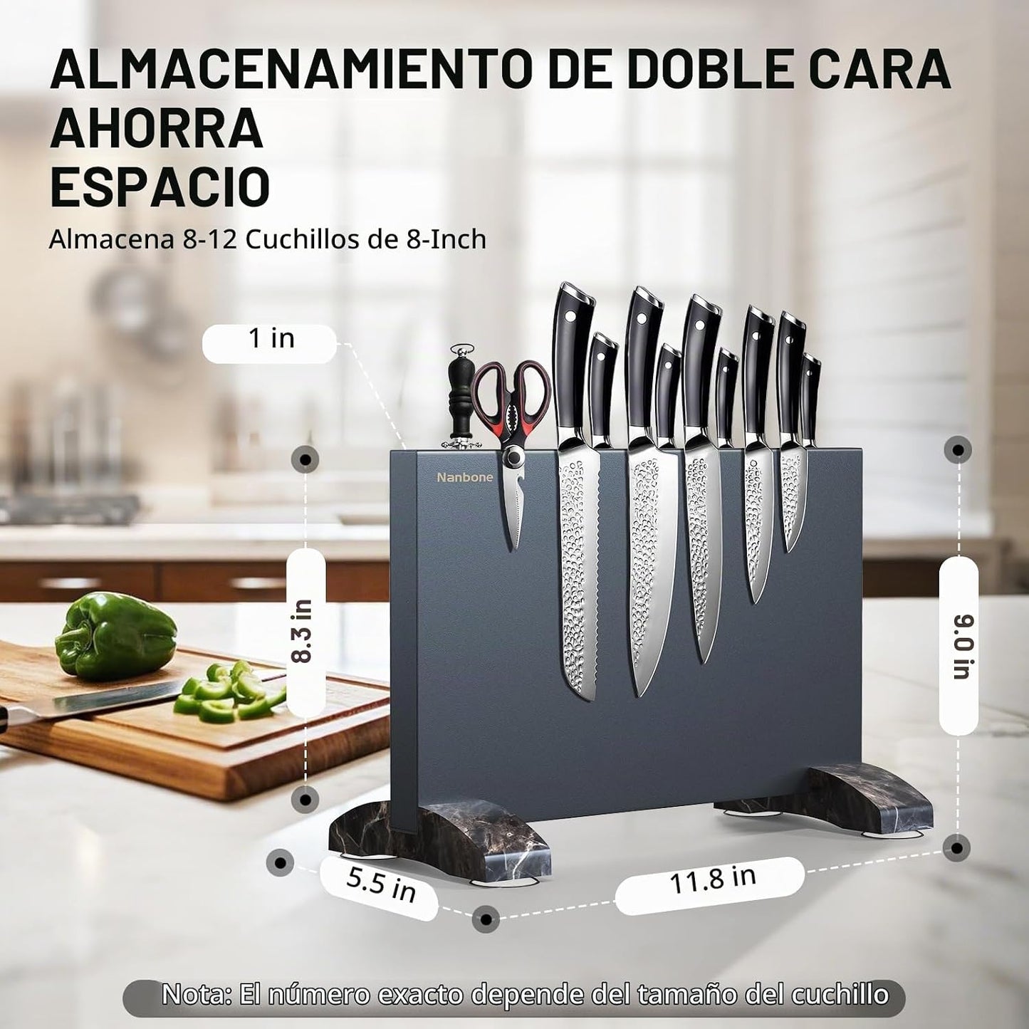 Nanbone Bloque Magnético para Cuchillos Sin Cuchillos, Soporte Magn...