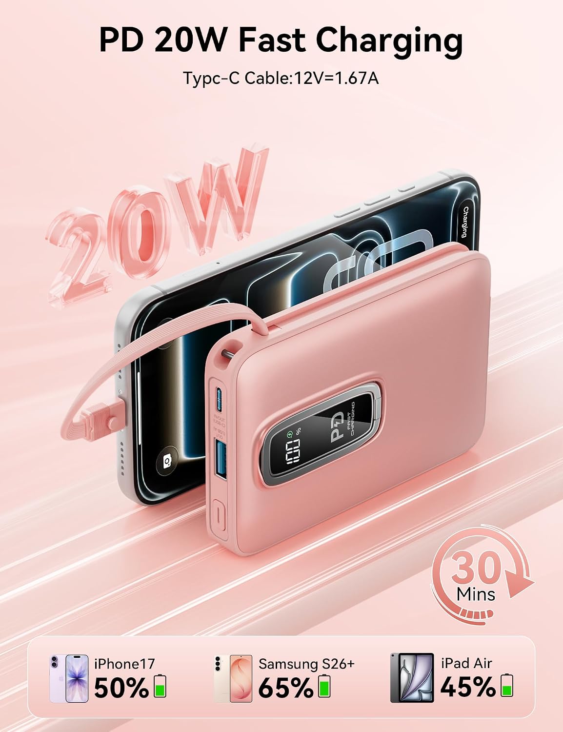 LENGSUM para Magsafe Power Bank 10000mah USB-C 20W Magsafe Battery...
