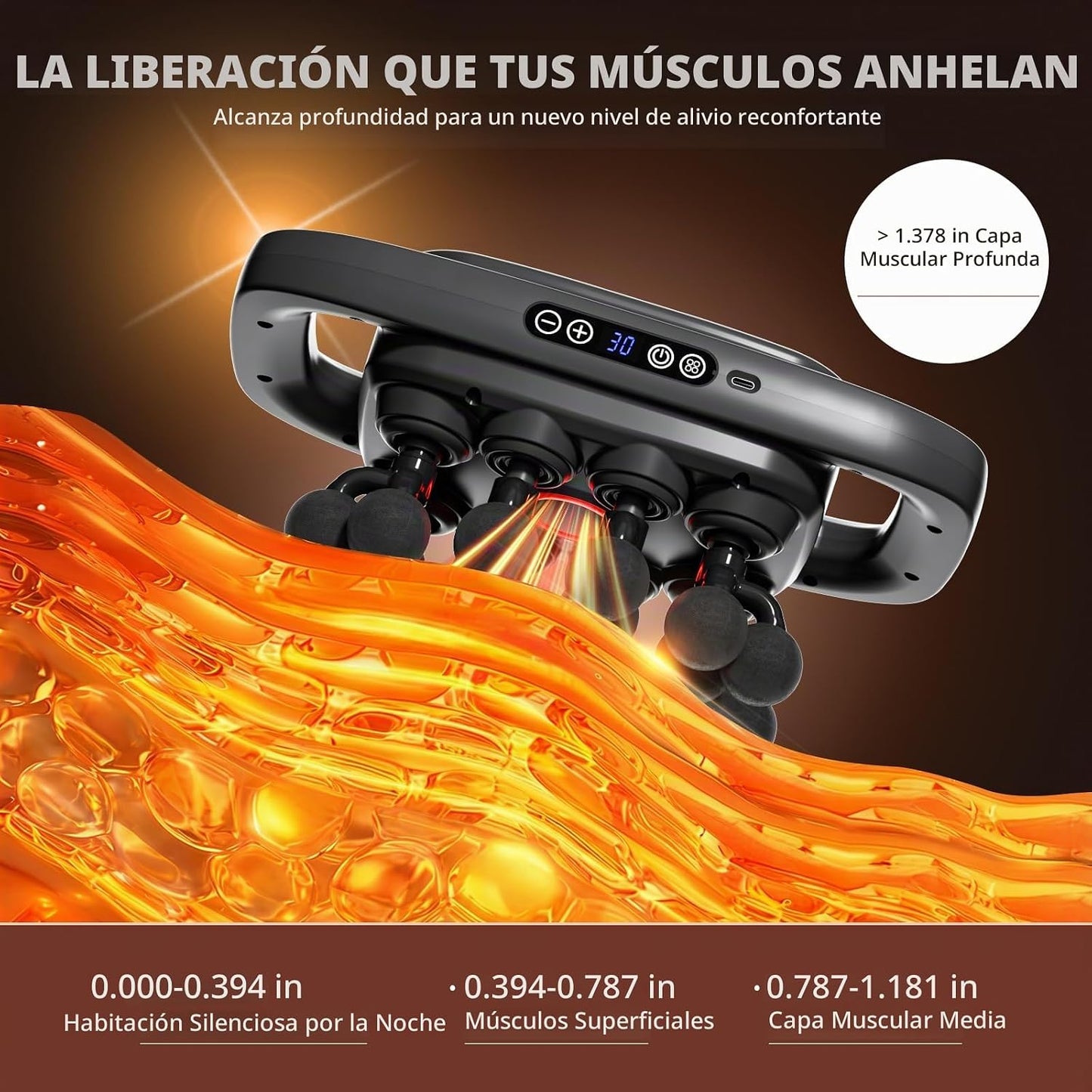 Shineforu Pistola de masaje de 20 cabezas, 30 niveles de intensidad...