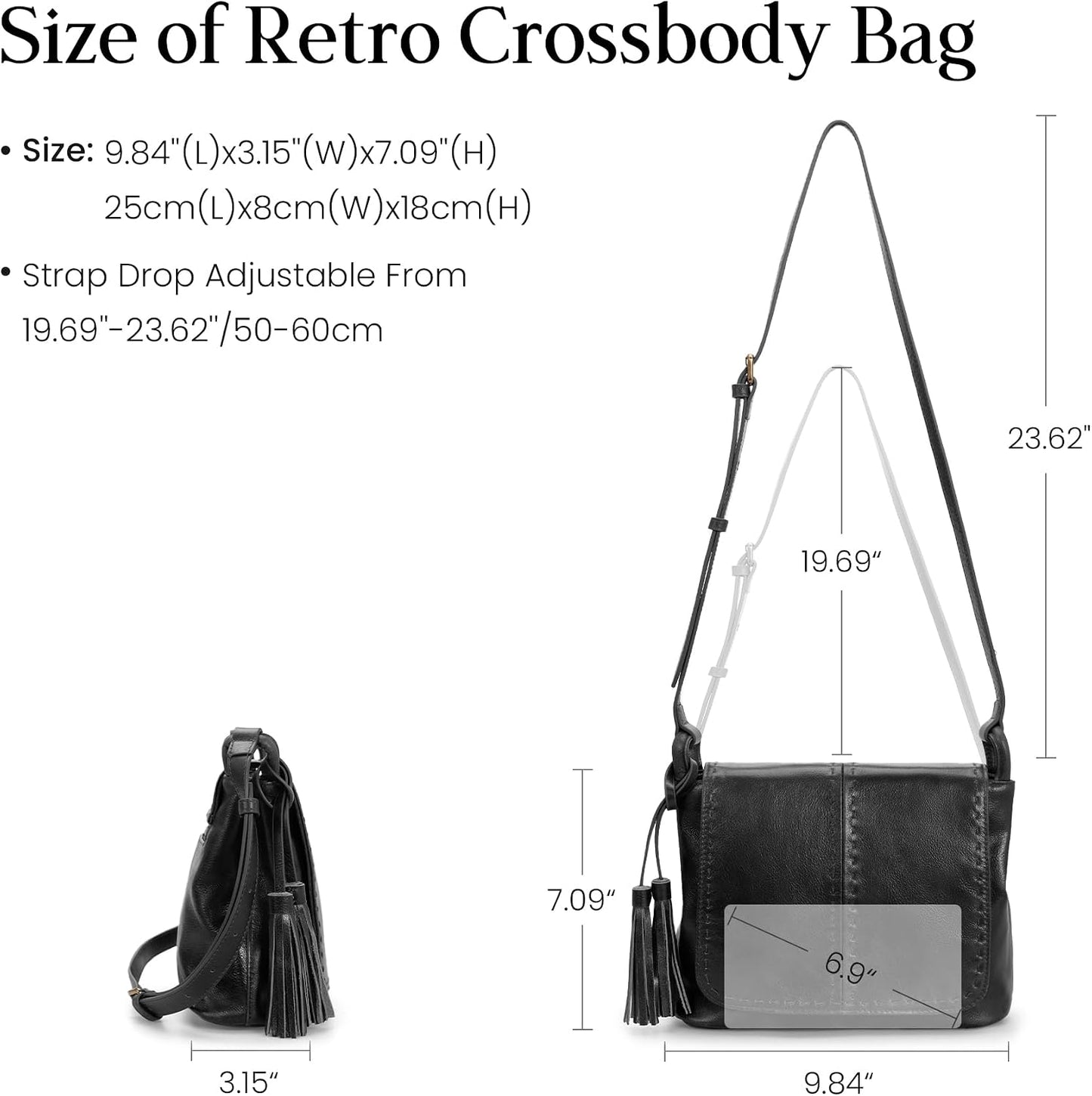 befen Bolso cruzado de cuero vintage para mujer, bolso de cuero gen...