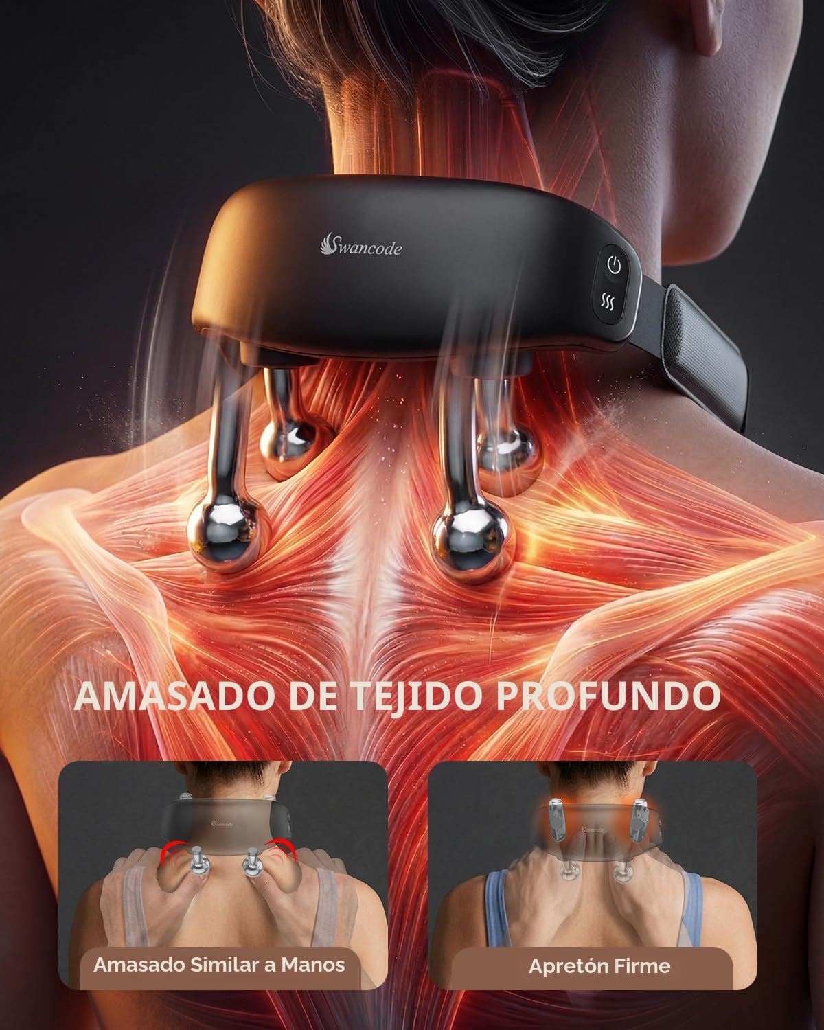 Masajeador de cuello mejorado para aliviar el dolor de tejido profu...