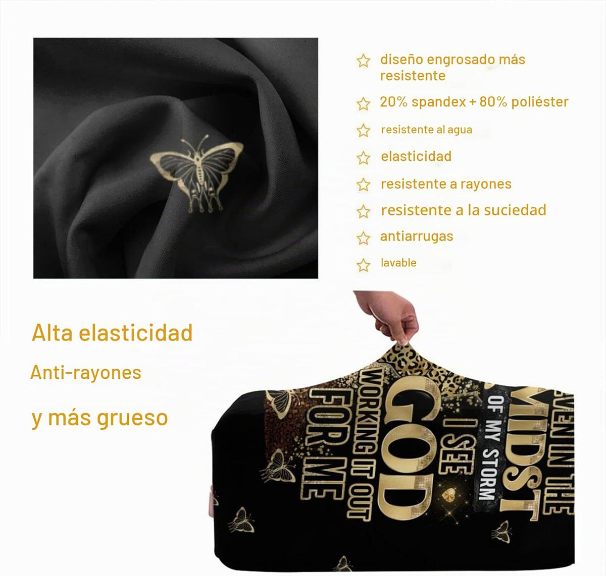 Hepmant Protector de maleta de viaje para mujer afroamericana, elás...