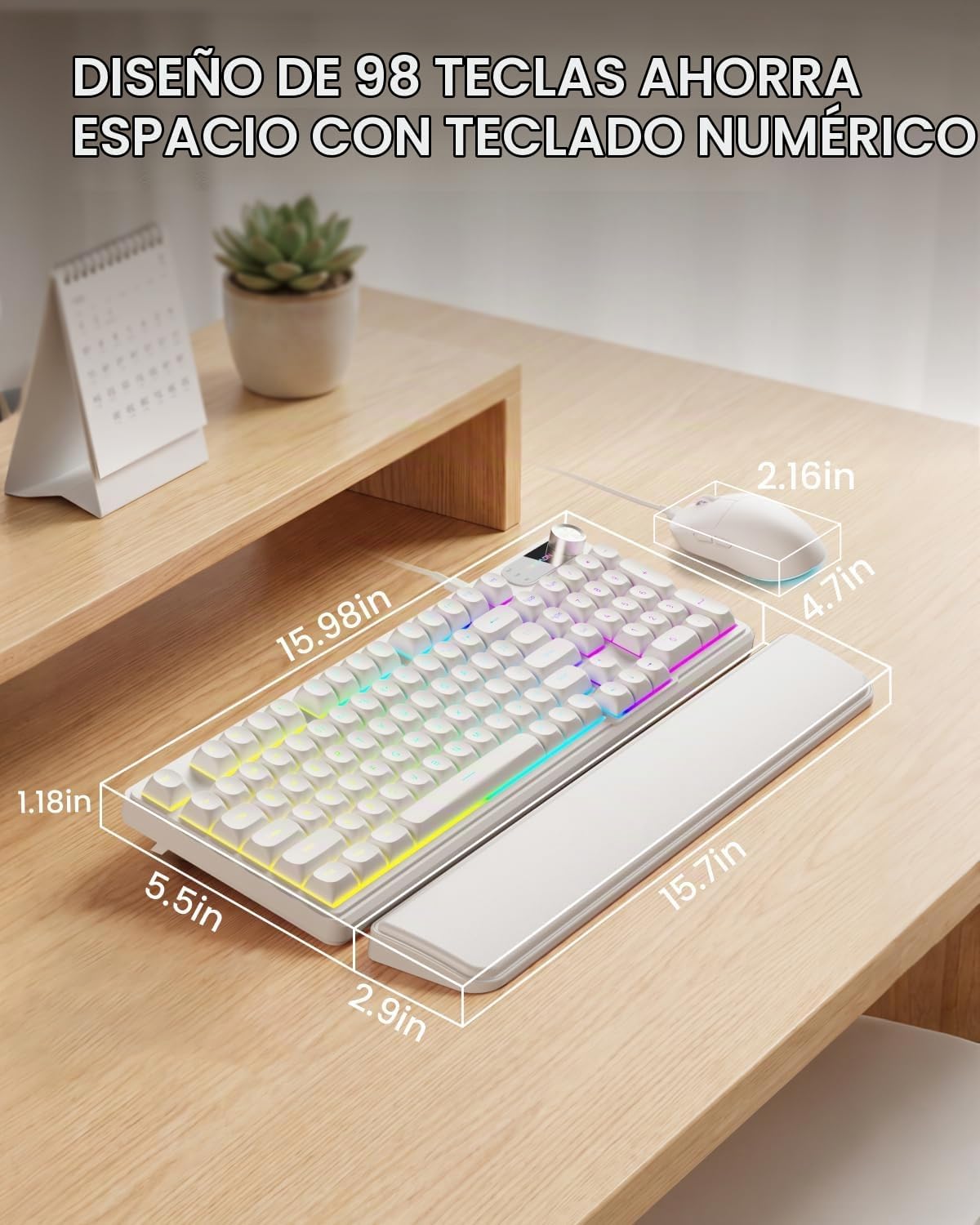 Combo de teclado y mouse con cable EWEADN con reposamuñecas desmont...