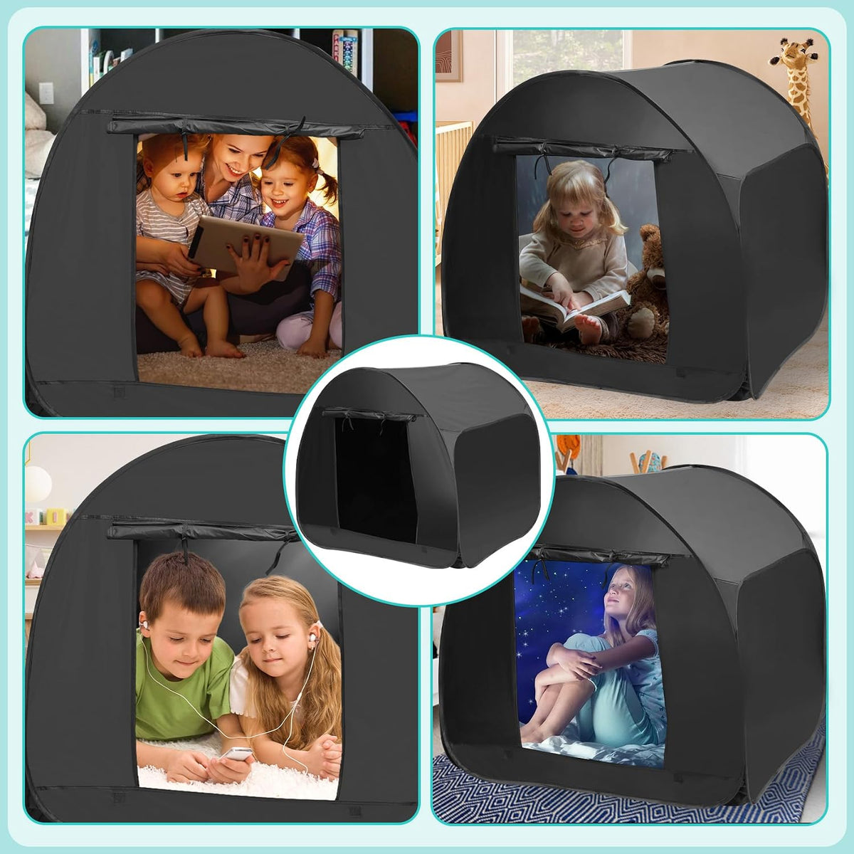 Tienda de campaña sensorial para niños de 35.4 x 35.4 x 35.4 pulgad...