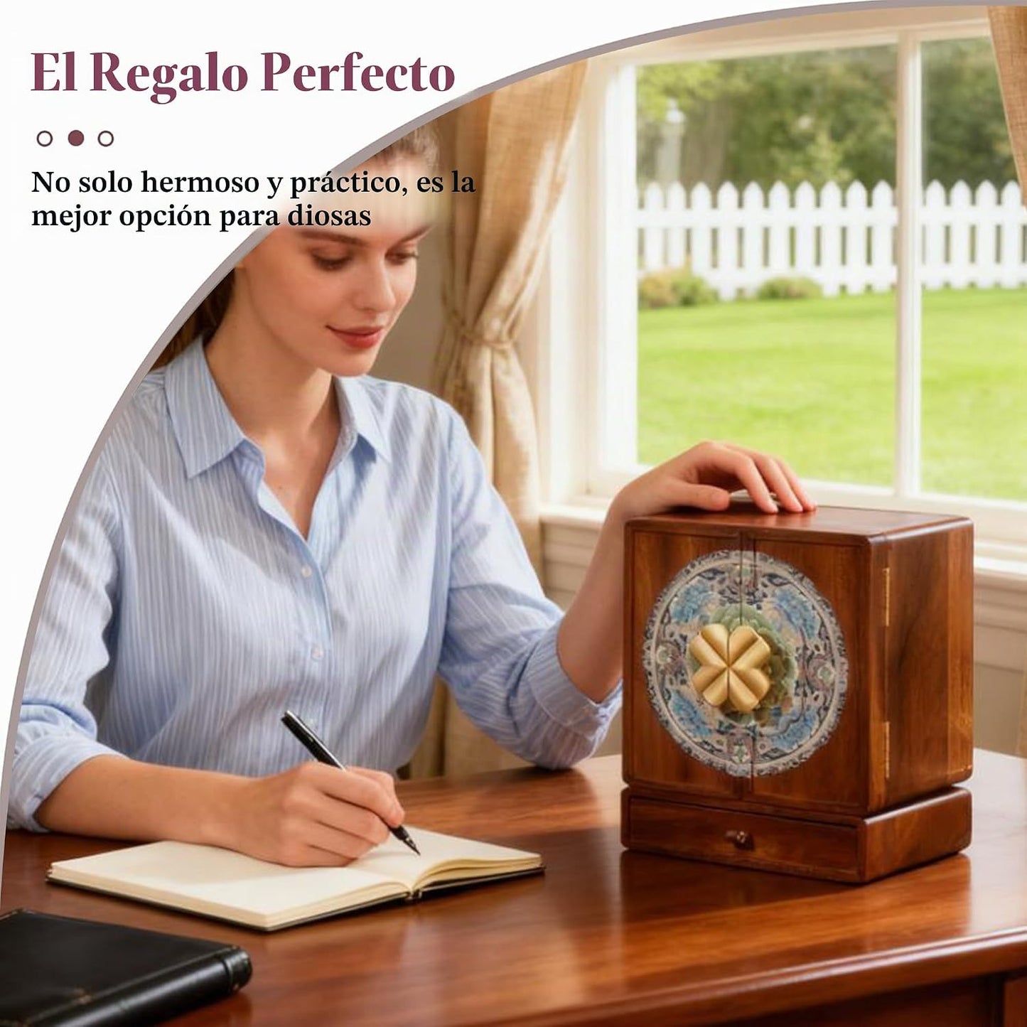 KAOTGOT Joyero de madera para mujeres y niñas, organizador grande d...